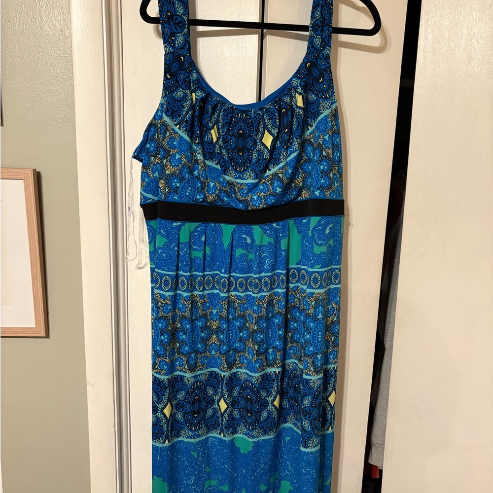 Catherines Blue Sleeveless Scoop Neck Sundress READ DESCRIPTION